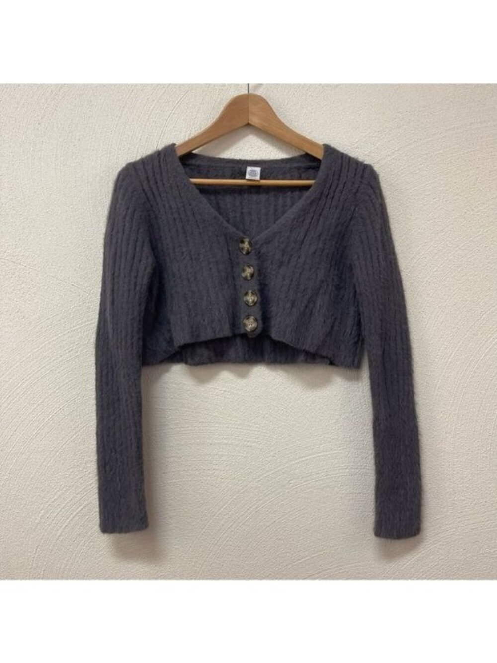 Urban Outfitters Gray Fuzzy Crop Top Cardigan Sz Small SP